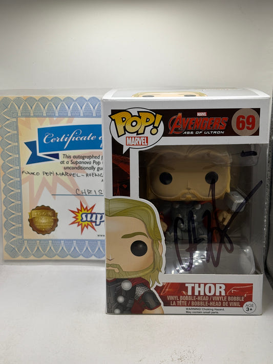 Funko POP! Marvel Avengers #69 Thor Signed Chris Hemsworth COA