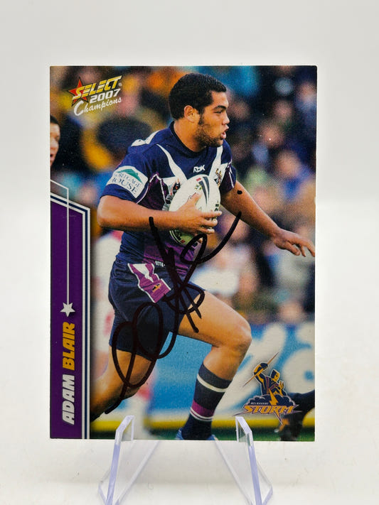 Select 2007 NRL Adam Blair Melbourne Storm on Card Auto