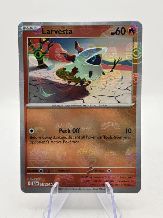 Larvesta 015/086 Master Ball Reverse Holo Black Bolt Pokémon TCG (NM) — front