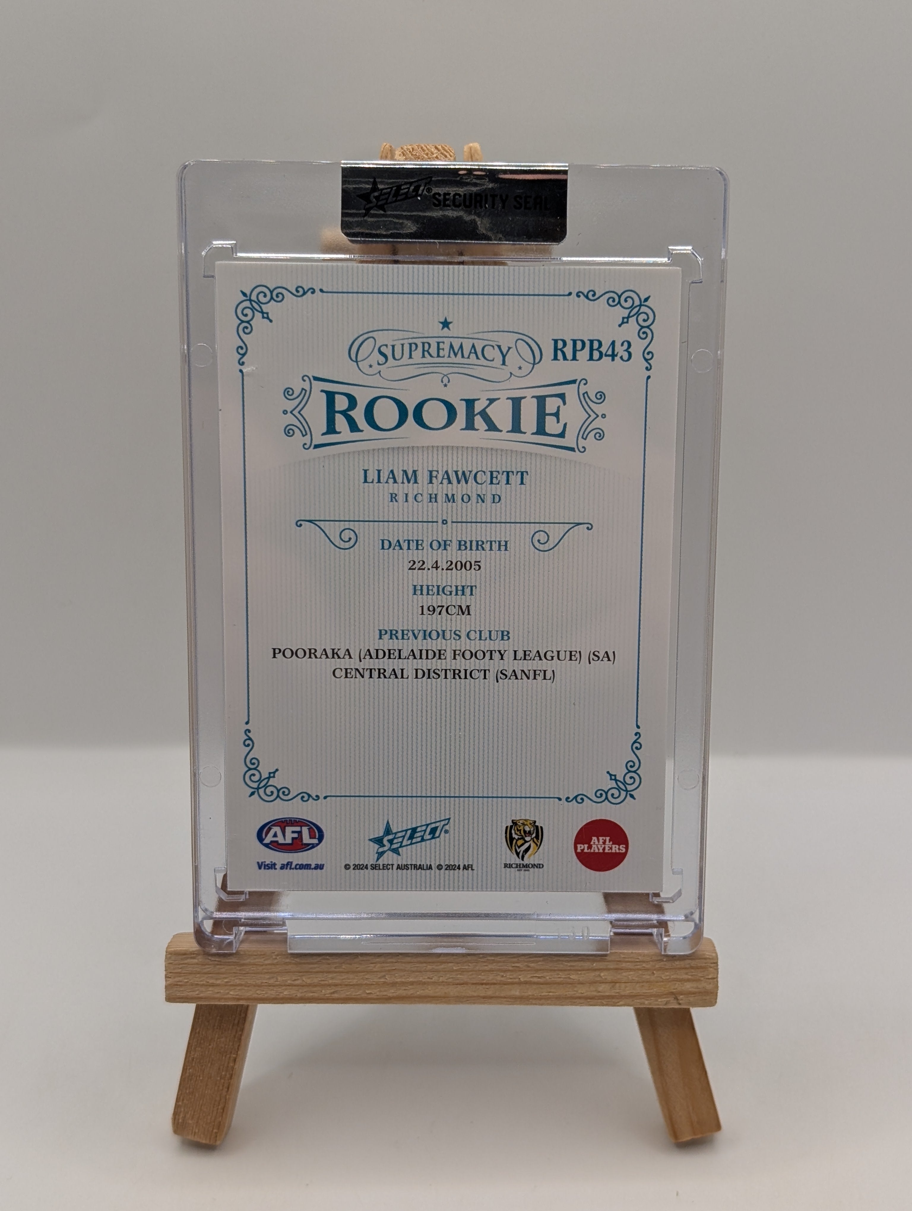 Select Supremacy 2024 Rookie Liam Fawcett /75 AFL FRENLY BRICKS - Open 7 Days