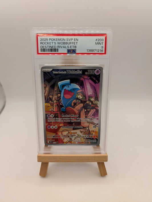 PSA 9 Team Rocket's Wobbuffet 203 Black Star Promo Pokemon Destined Rivals MINT FRENLY BRICKS - Open 7 Days