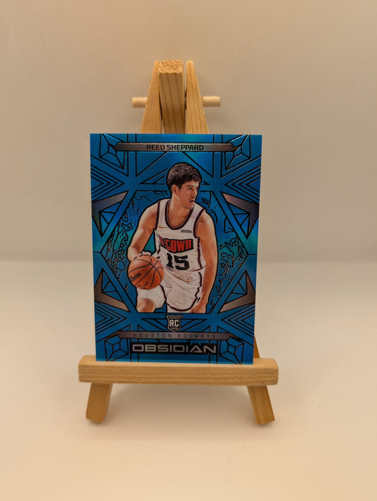 Reed Sheppard 2024-25 Panini Obsidian Electric Etch Blue Flood /30 RC #160 FRENLY BRICKS - Open 7 Days