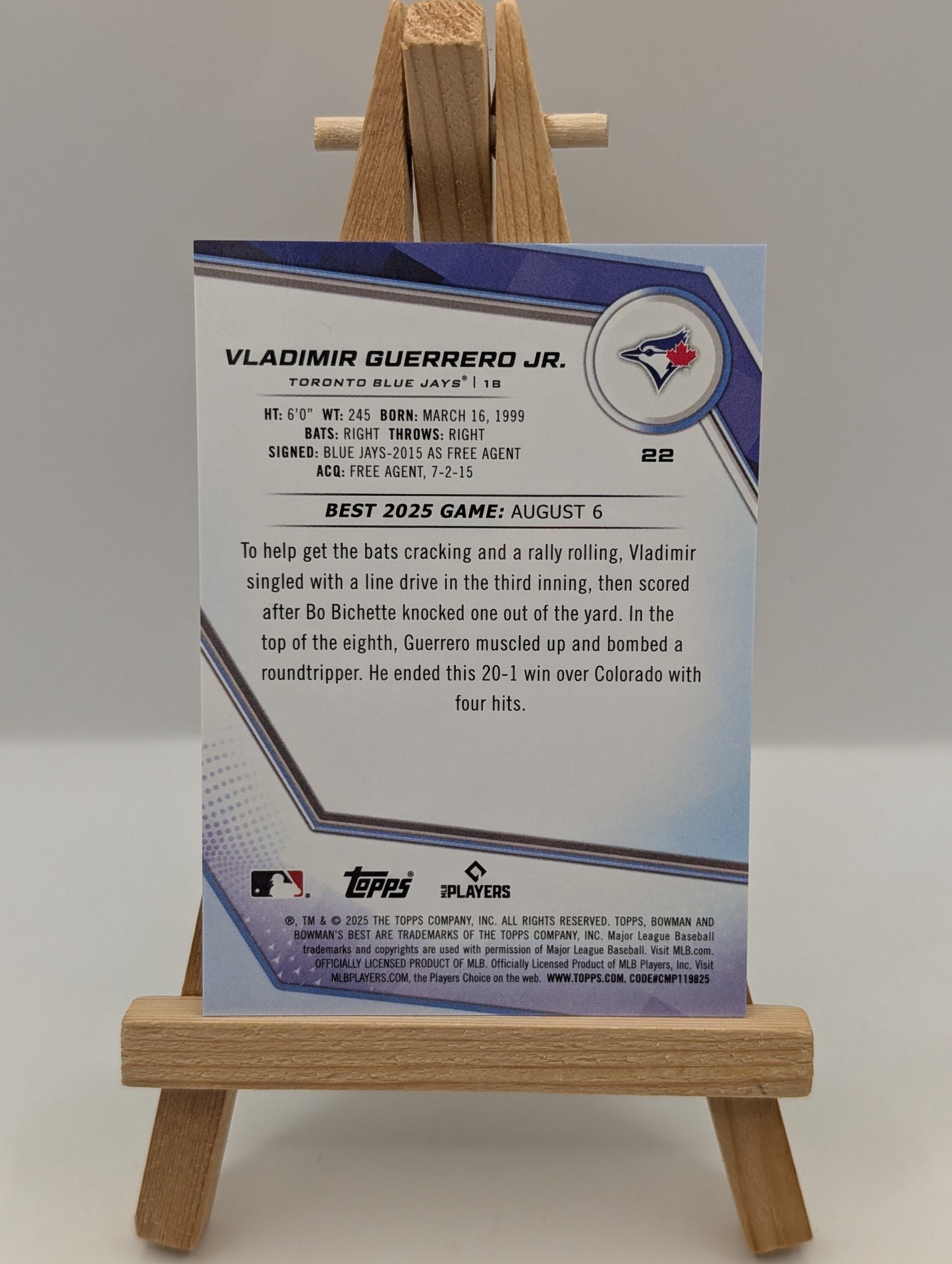 2025 Bowman’s Best Vladimir Guerrero Jr. Gold Refractor /50 #22 Blue Jays FRENLY BRICKS - Open 7 Days