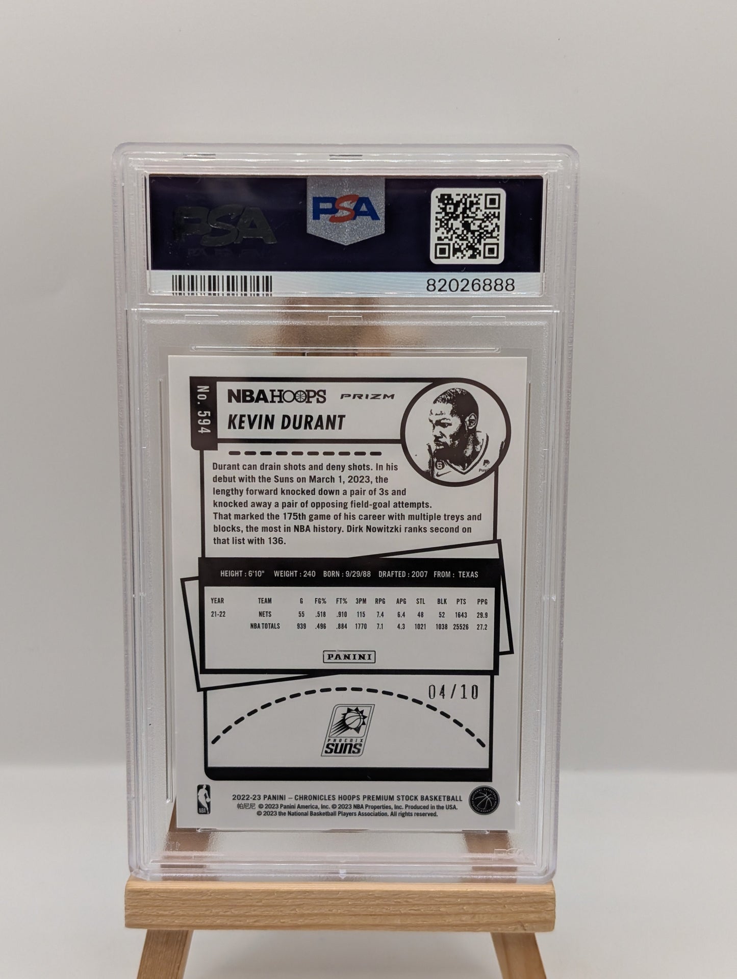 Kevin Durant 2022-23 Chronicles NBA Hoops Gold /10 Psa 9 POP 2 FRENLY BRICKS - Open 7 Days