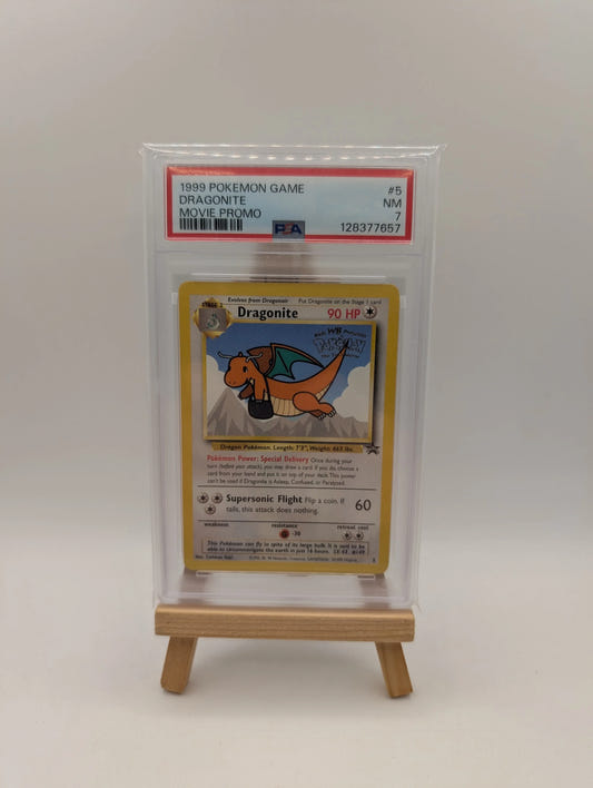 1999 POKEMON GAME MOVIE PROMO 5 DRAGONITE PSA 7 FRENLY BRICKS - Open 7 Days