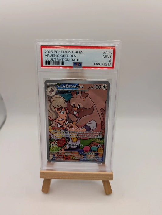PSA 9 ARVEN'S GREEDENT 205/182 - DESTINED RIVALS ILLUSTRATION RARE - MINT FRENLY BRICKS - Open 7 Days