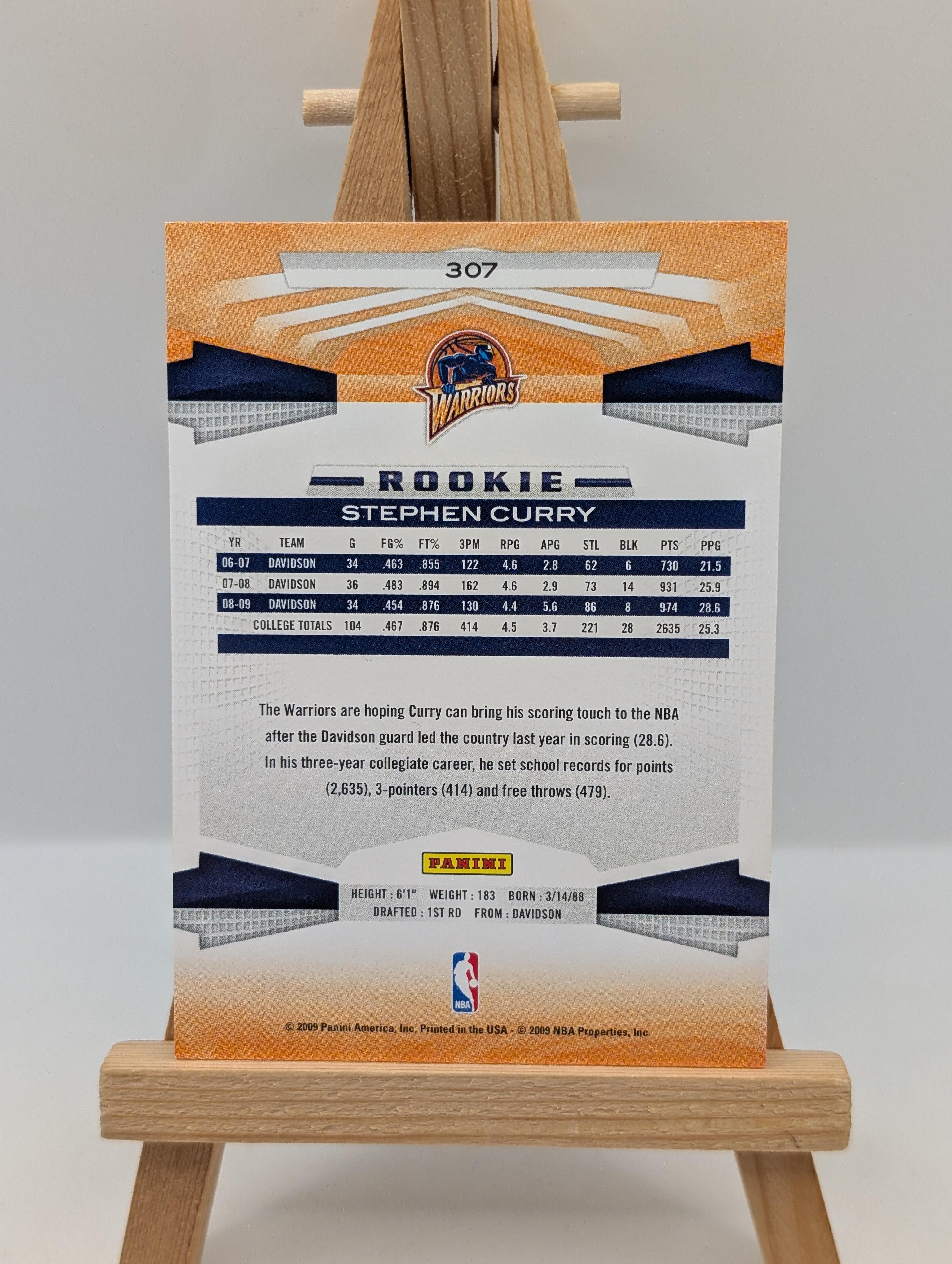 2009-10 Panini Stephen Curry Rookie Card #307 Warriors FRENLY BRICKS - Open 7 Days