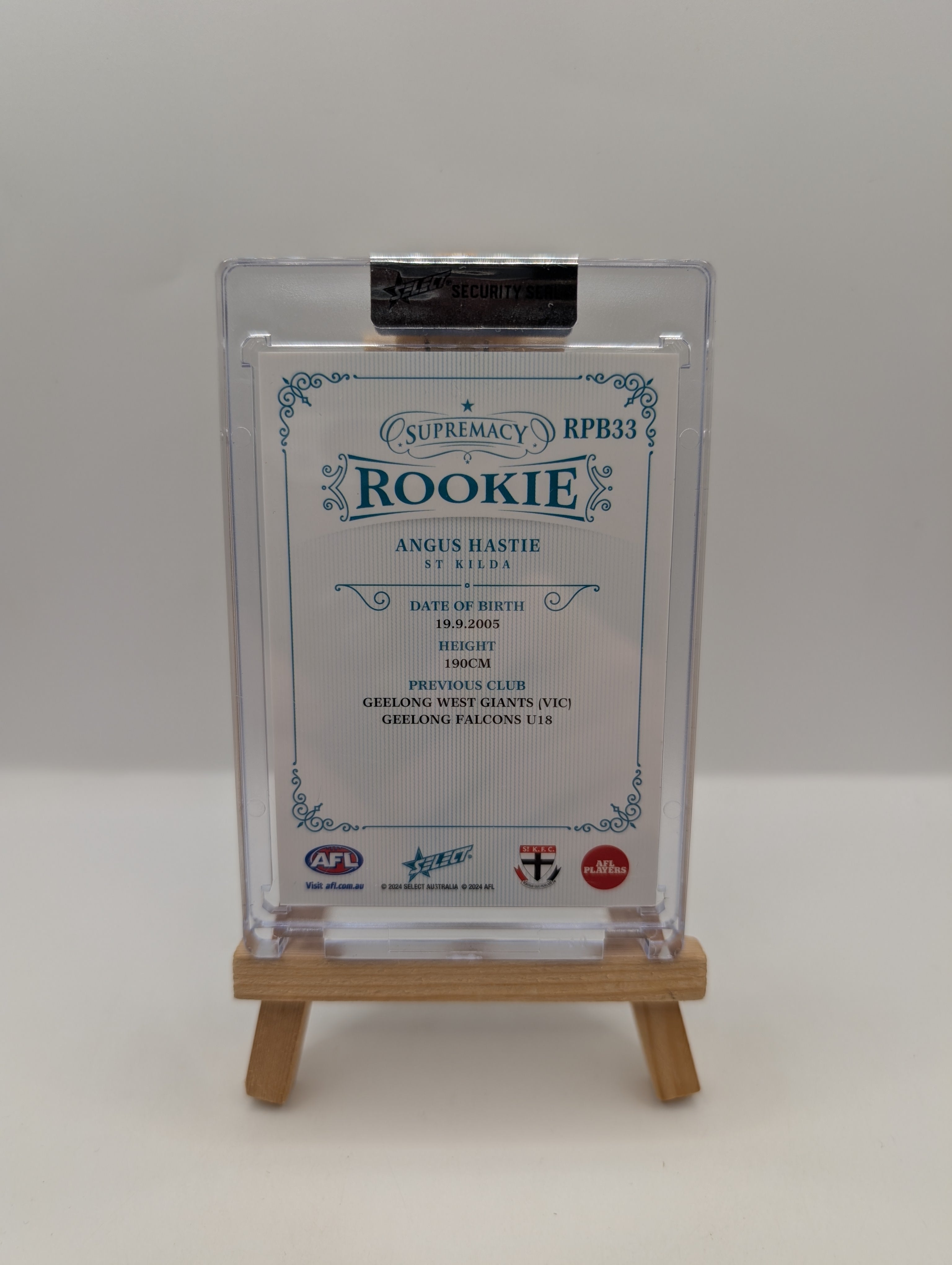 2024 AFL SELECT SUPREMACY ROOKIE ANGUS HASTIE BLUE /75 ST KILDA FRENLY BRICKS - Open 7 Days