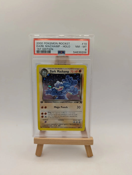 2000 POKEMON TEAM ROCKET Card DARK MACHAMP -HOLO 10/82 1ST EDITION PSA 8 FRENLY BRICKS - Open 7 Days