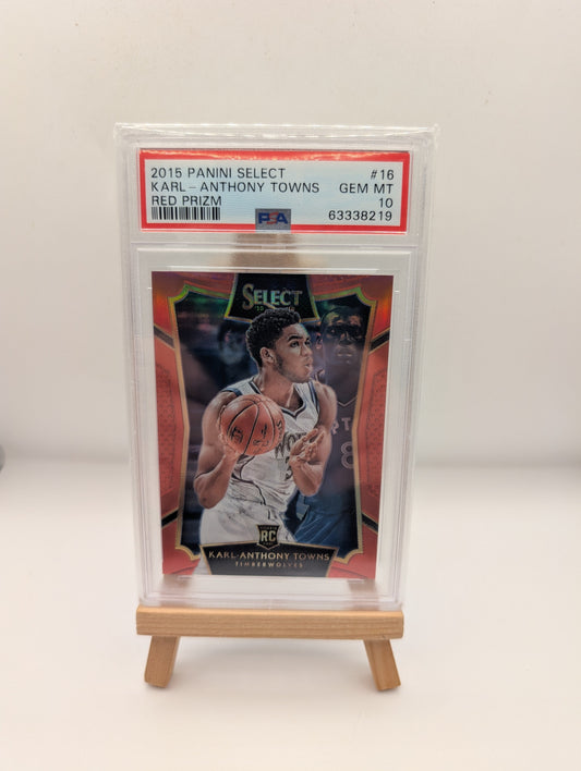 2015-16 Panini Select-Concourse Karl-Anthony Towns #16 Red Prizm /149 PSA 10 RC FRENLY BRICKS - Open 7 Days