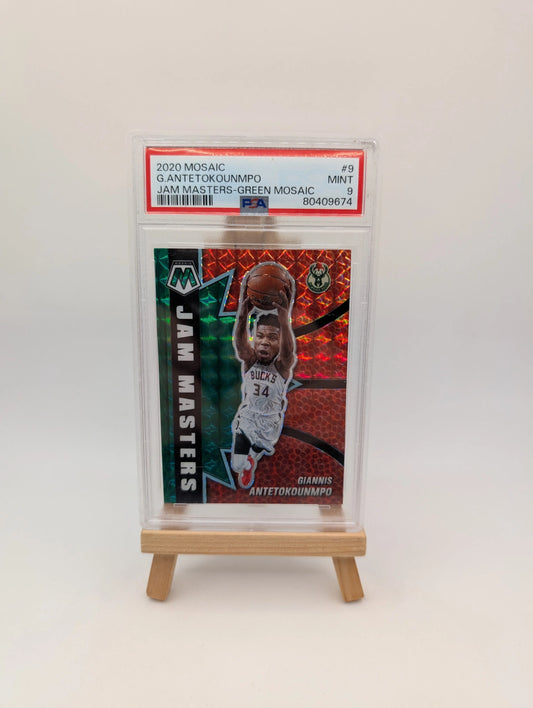 GIANNIS ANTETOKOUNMPO 2020 MOSAIC PSA 9 JAM MASTERS GREEN PRIZM MILWAUKEE BUCKS FRENLY BRICKS - Open 7 Days