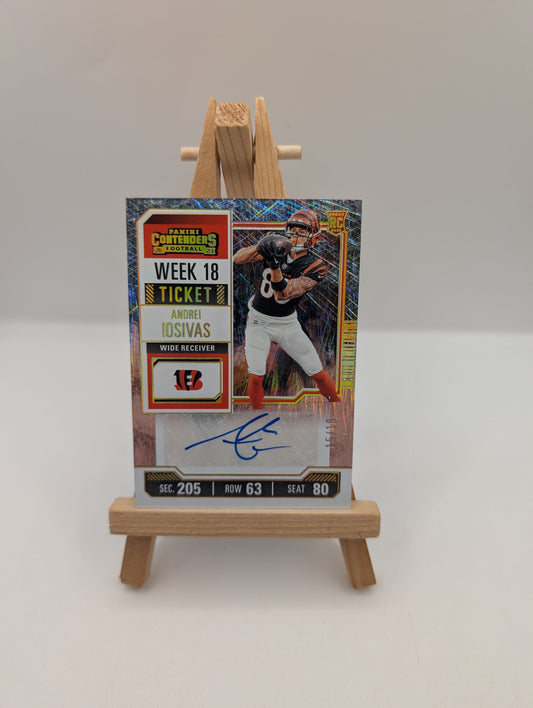2023 Panini Contenders - Rookie Ticket Andrei Iosivas #217 (AU, RC) /18 FRENLY BRICKS - Open 7 Days