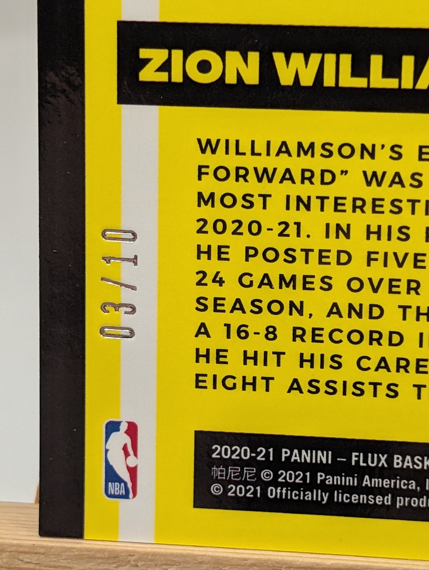 2020-21 Panini Flux #1 D Lux Zion Williamson Gold Prizm /10 Pelicans FRENLY BRICKS - Open 7 Days