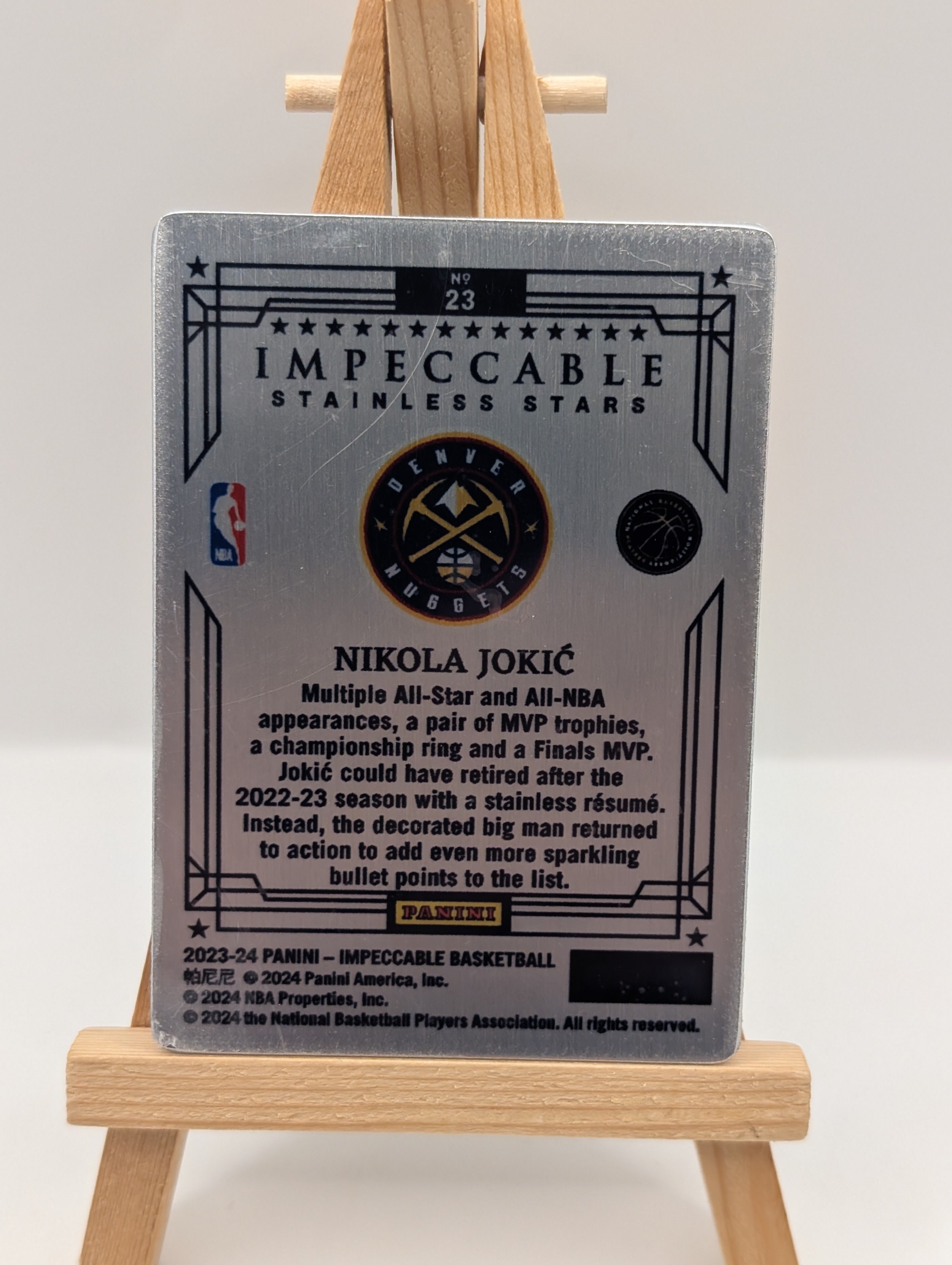 Nikola Jokic 2023-24 Panini Impeccable Stainless Stars #23 FRENLY BRICKS - Open 7 Days