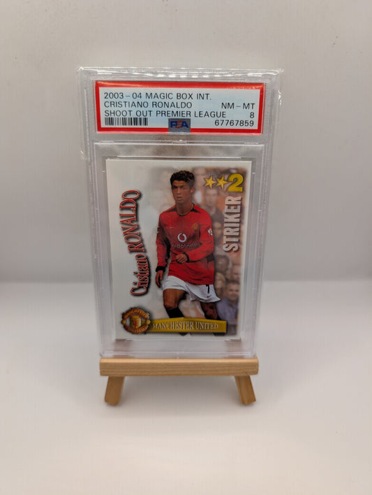 2003 MAGIC BOX INT. SHOOT OUT PREMIER LEAGUE CRISTIANO RONALDO SHOOT OUT PSA 8 FRENLY BRICKS - Open 7 Days