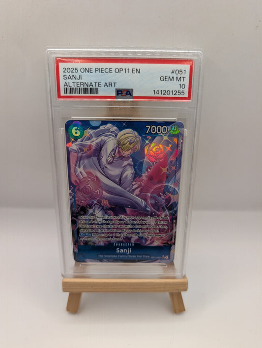 2025 One Piece Sanji Super Rare Alt Art Alternative #OP11-051 PSA 10 GEM MINT FRENLY BRICKS - Open 7 Days