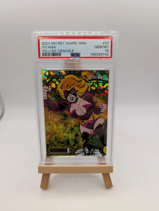 Titania 2023 UD Marvel Secret Wars 1984 Yellow Crackle Alpha /149 Card #37 PSA 100 FRENLY BRICKS - Open 7 Days