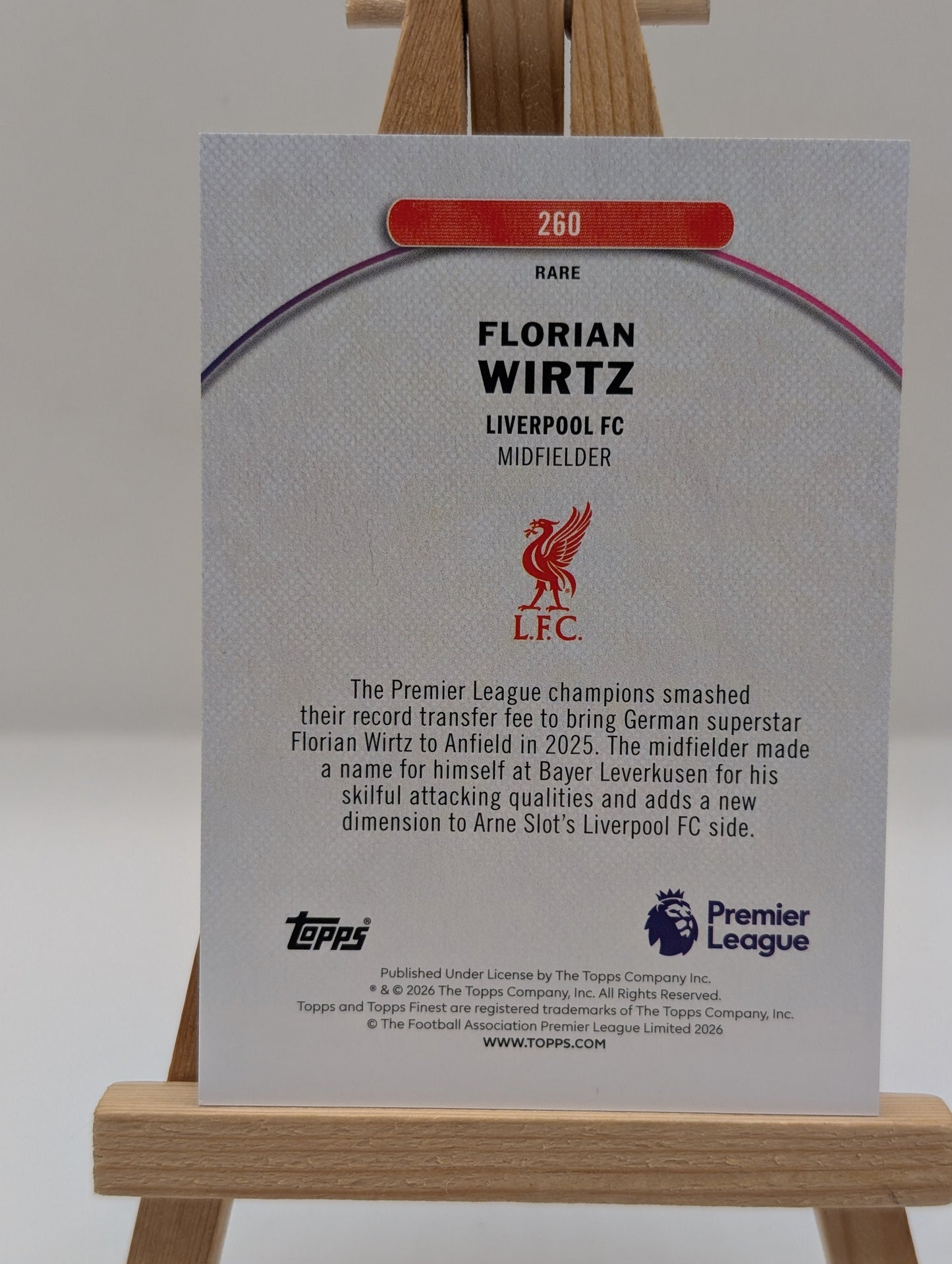 FLORIAN WIRTZ 2025-26 TOPPS FINEST P/L #260 GOLD REFRACTOR /20 FRENLY BRICKS - Open 7 Days