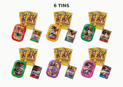 One Piece Card Game Mini Tin TS-03 complete set of 6 tins: Luffy 1 and 2, Shanks 1 and 2, Hancock 1 and 2