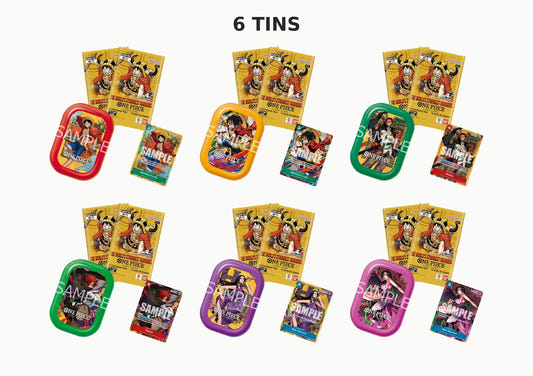 One Piece Card Game Mini Tin TS-03 complete set of 6 tins: Luffy 1 and 2, Shanks 1 and 2, Hancock 1 and 2