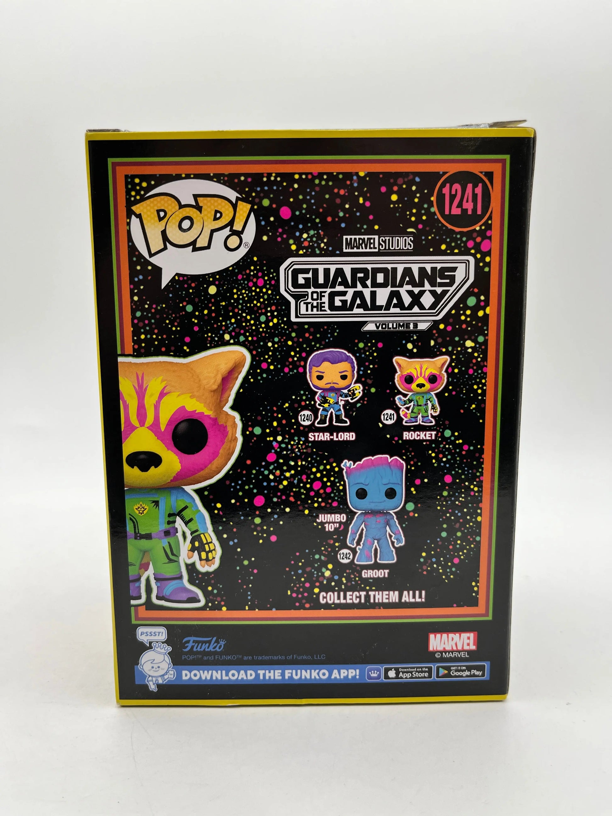Funko POP! Marvel Guardians Of The Galaxy Vol. 3 Rocket #1241 - Special Black Light Edition FRENLY BRICKS - Open 7 Days