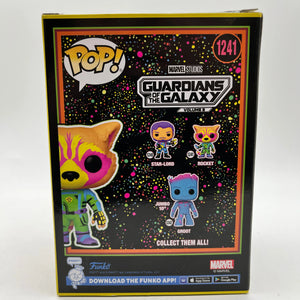 Funko POP! Marvel Guardians Of The Galaxy Vol. 3 Rocket #1241 - Special Black Light Edition FRENLY BRICKS - Open 7 Days
