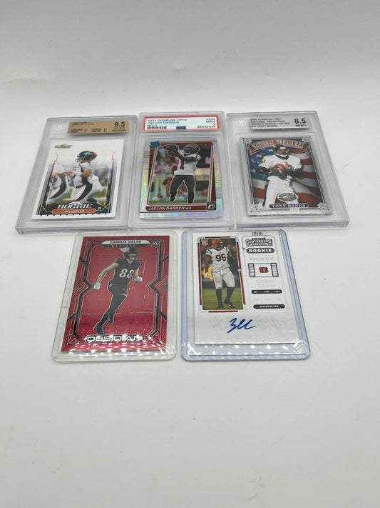 NFL Graded & Autographed Card Lot (6 Players) #2 FRENLY BRICKS - Open 7 Days