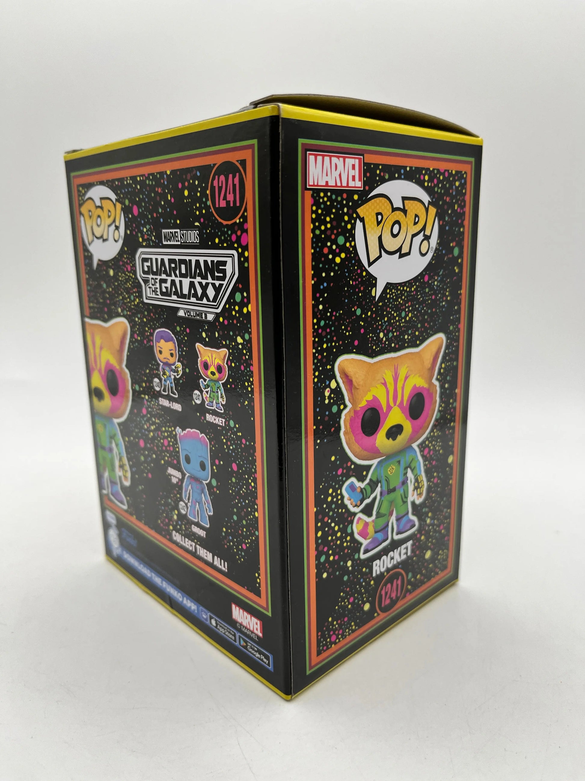 Funko POP! Marvel Guardians Of The Galaxy Vol. 3 Rocket #1241 - Special Black Light Edition FRENLY BRICKS - Open 7 Days
