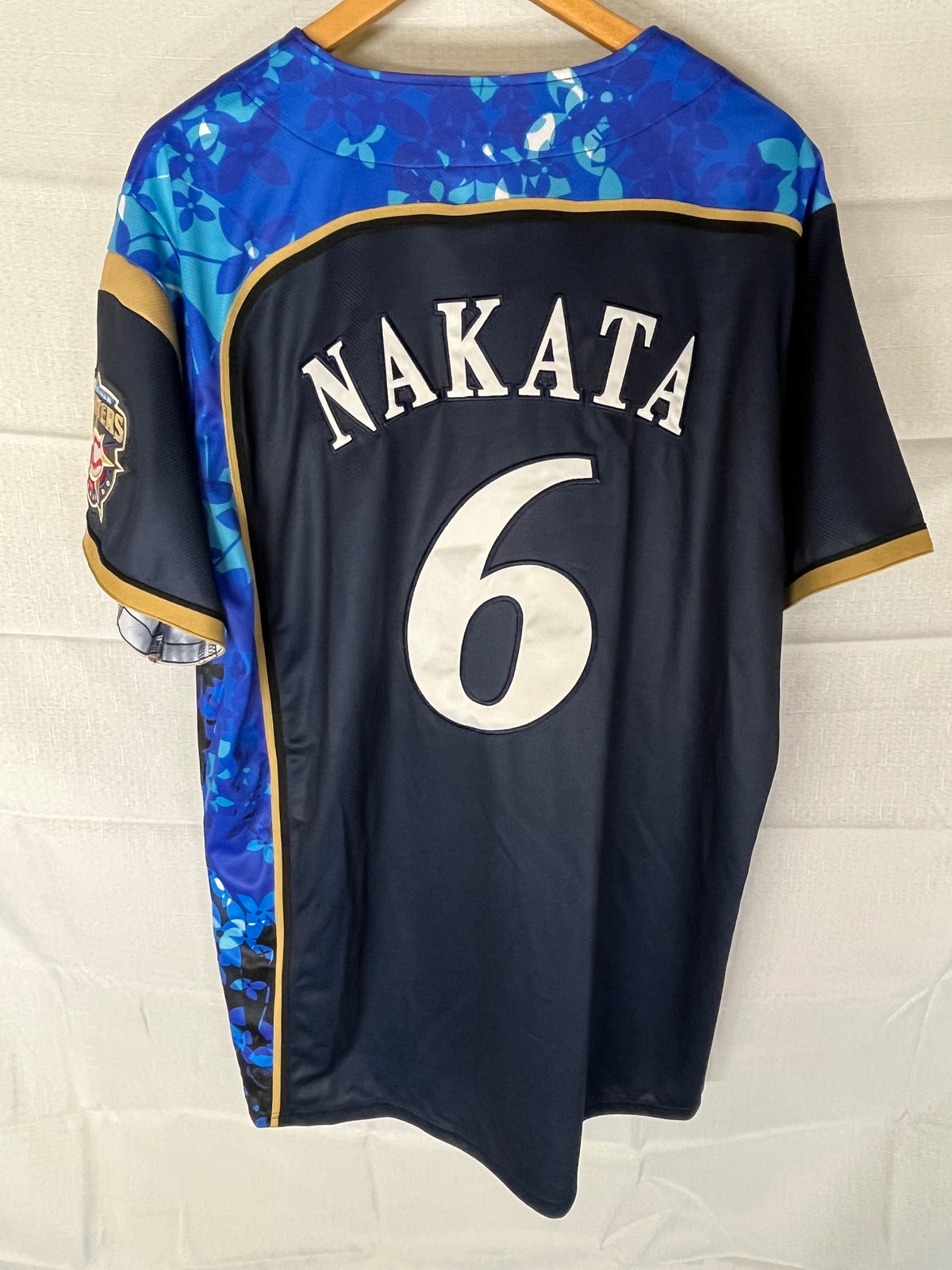 Nippon Baseball Hokkaido Fighters "Nakata #6" Flower Blue Jersey XLarge, photo 10 image 10