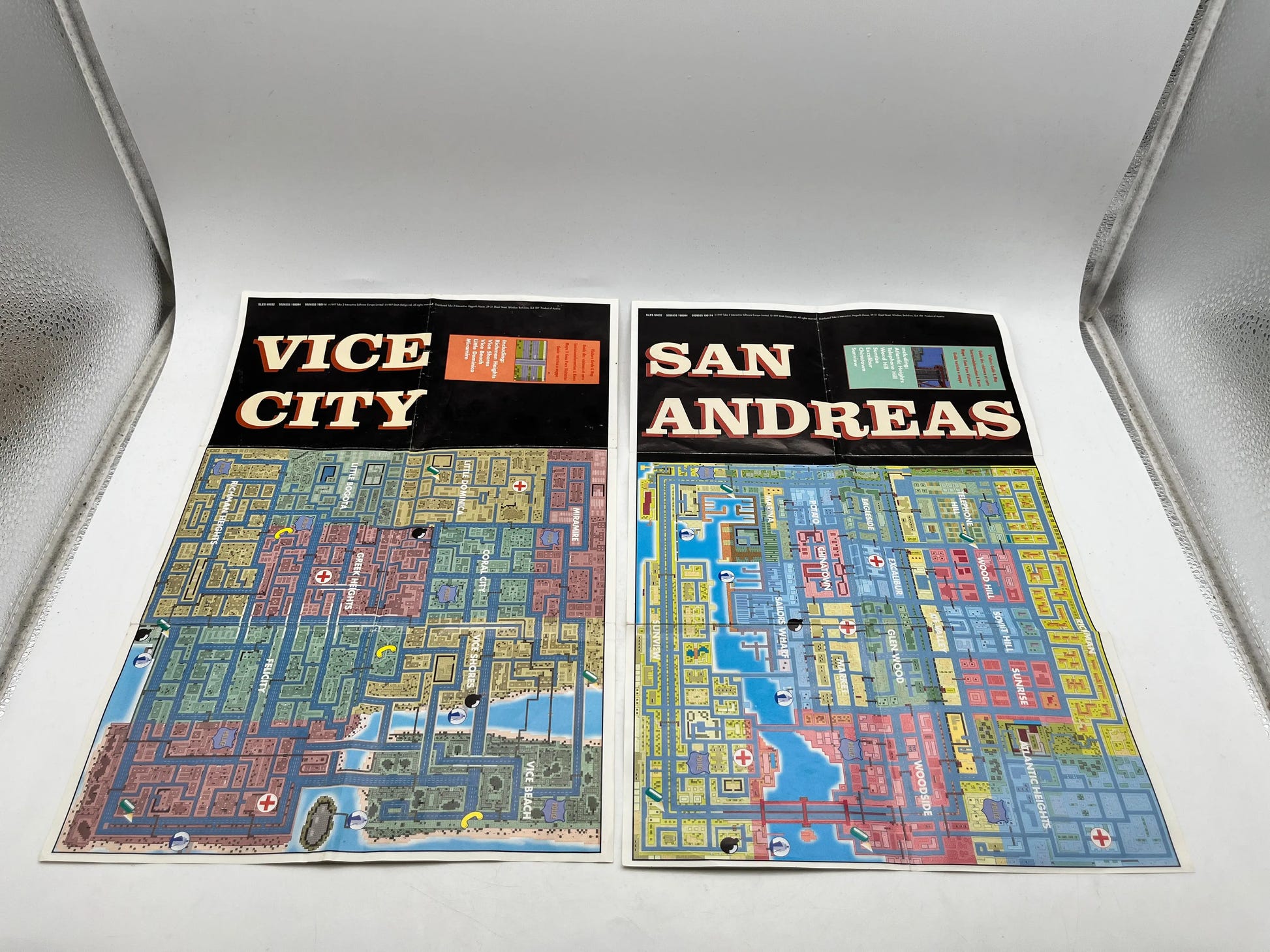 San Andreas, Liberty City, & Vice City Game Maps - Art Work FRENLY BRICKS - Open 7 Days image 1