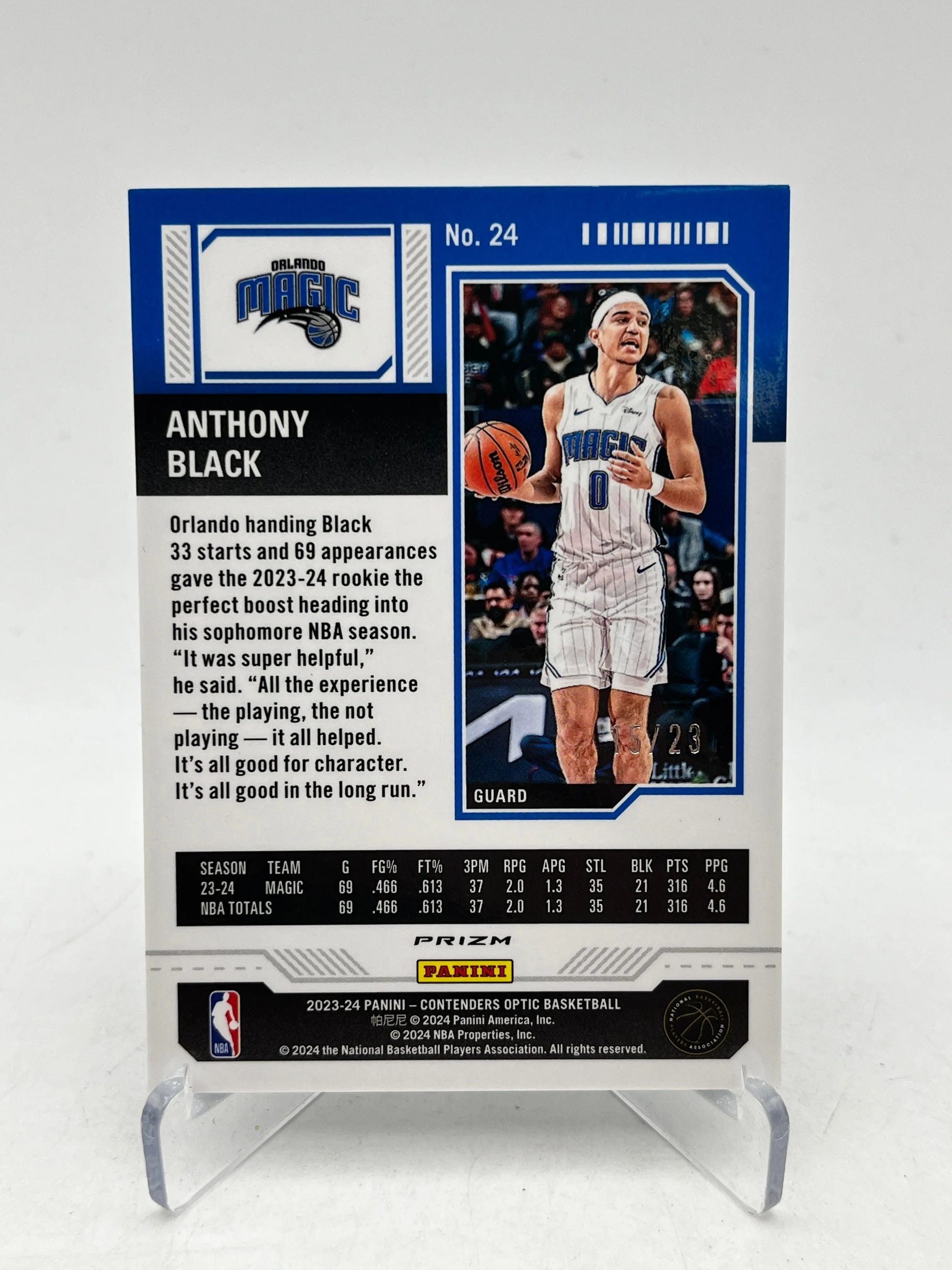 2023-24 Panini Contenders Optic Anthony Black RC Ticket Blue /23 Color Match FRENLY BRICKS - Open 7 Days image 2