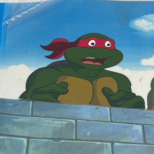 1987 Animation’s Production Cel - TMNT - “Raphael & Michelangelo” Hand Painted FRENLY BRICKS - Open 7 Days