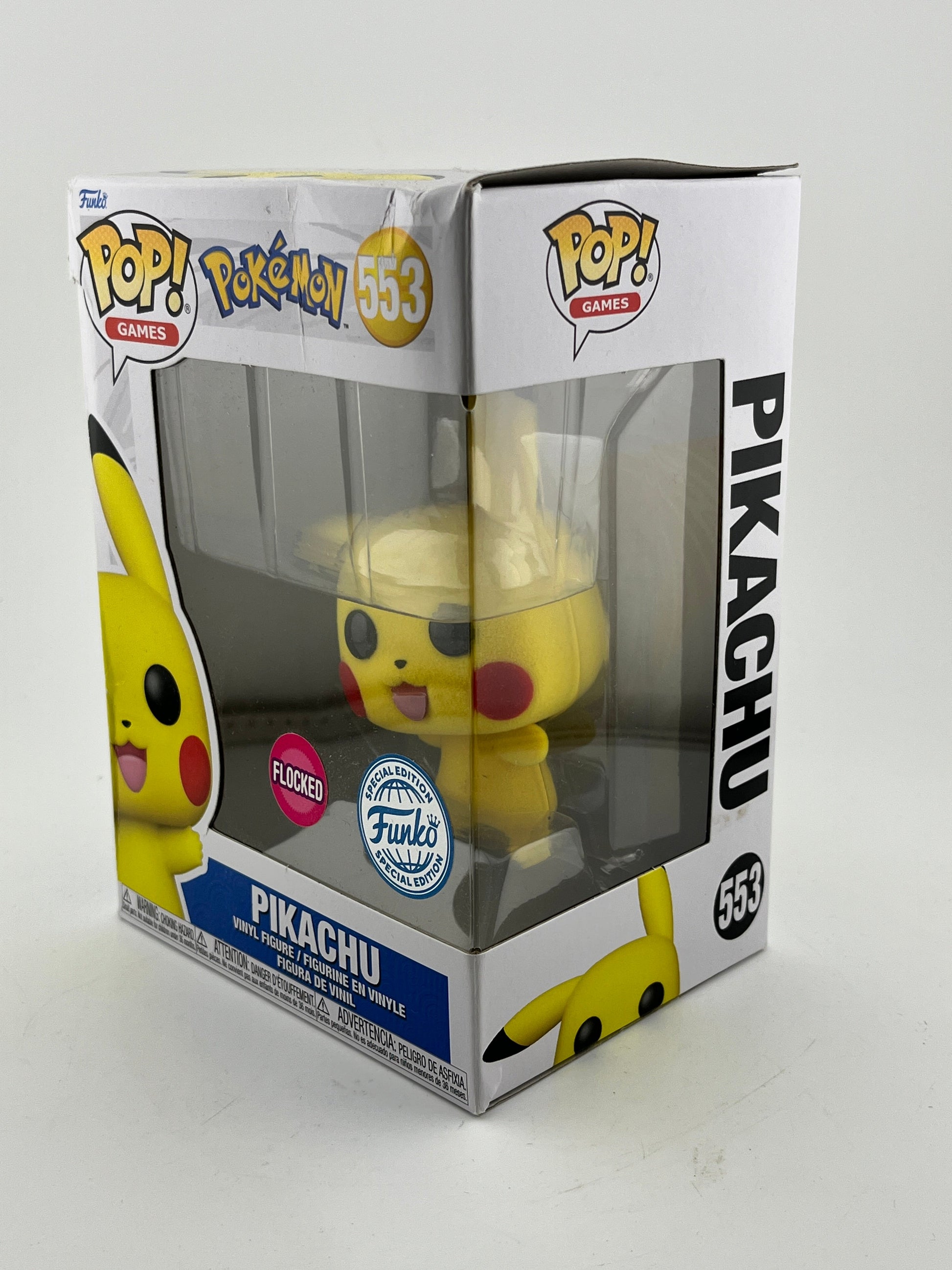 Funko POP! Games Pokémon - Pickachu #553 - Flocked Special Edition *Damaged Box See Photo* FRENLY BRICKS - Open 7 Days