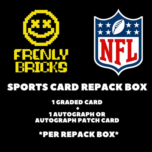 SPORTS CARD REPACK BOX - NFL - 2 Cards GRADED+ AUTO FRENLY BRICKS - Open 7 Days