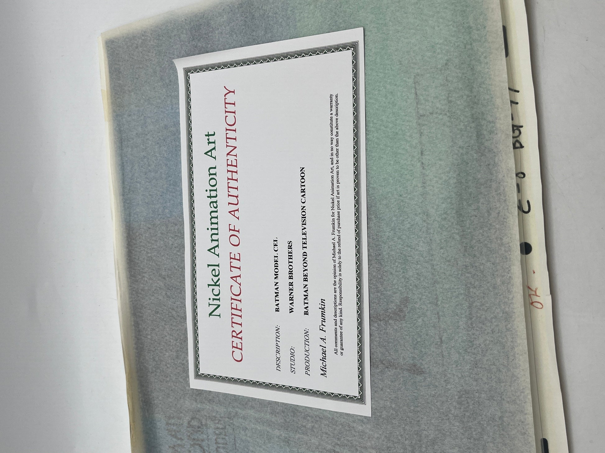 Batman (Terry McGinnis) Main Models Animation Prod. Cel - Batman Beyond - 1998 FRENLY BRICKS - Open 7 Days