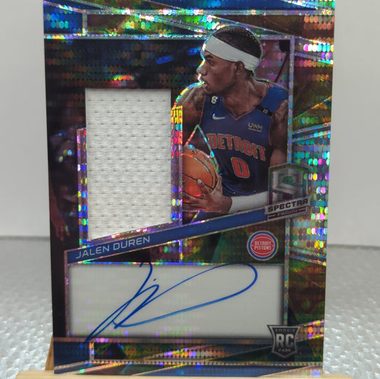 Jalen Duren Signed Patch Auto Rookie Card RC Spectra Prizm 91/99 Pistons FRENLY BRICKS