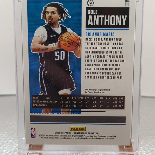 2020 Panini Contenders COLE ANTHONY Rookie Ticket On Card Auto RC MINT - MAGIC FRENLY BRICKS