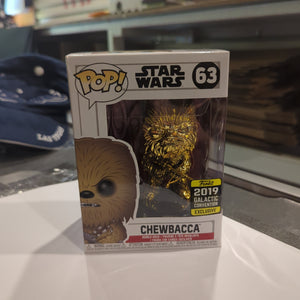 Star Wars Funko Pop Chewbacca Gold Chrome No.63 Galactic Convention 2019 FRENLY BRICKS - Open 7 Days