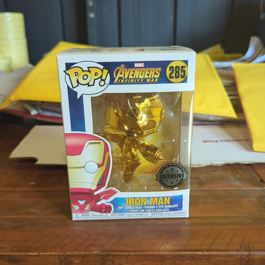 FUNKO POP! AVENGERS INFINITY WAR GOLD CHROME IRON MAN #285 *faded* FRENLY BRICKS - Open 7 Days