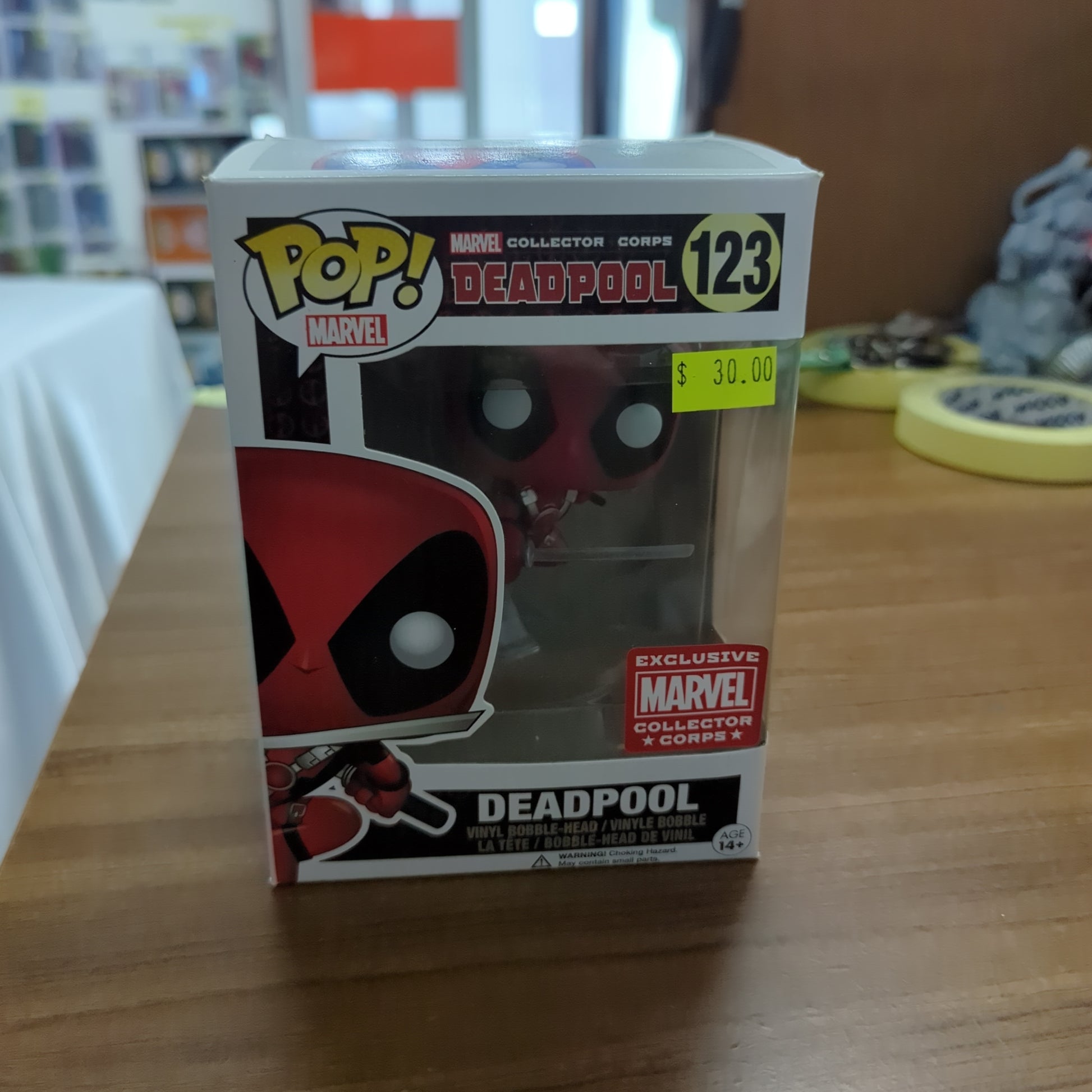 Funko Pop Deadpool (Leaping Swords) Collector Corp #123 FRENLY BRICKS - Open 7 Days