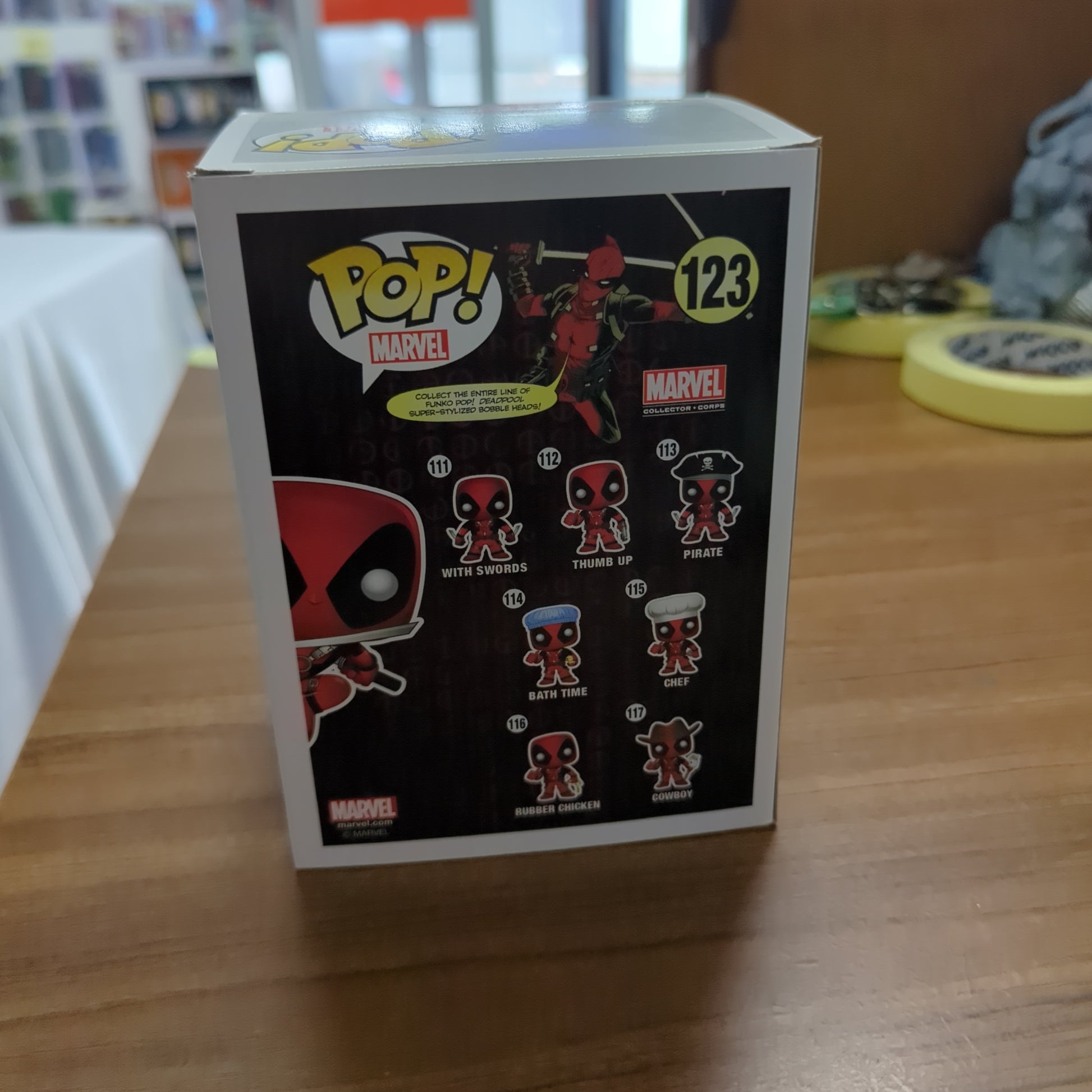 Funko Pop Deadpool (Leaping Swords) Collector Corp #123 FRENLY BRICKS - Open 7 Days