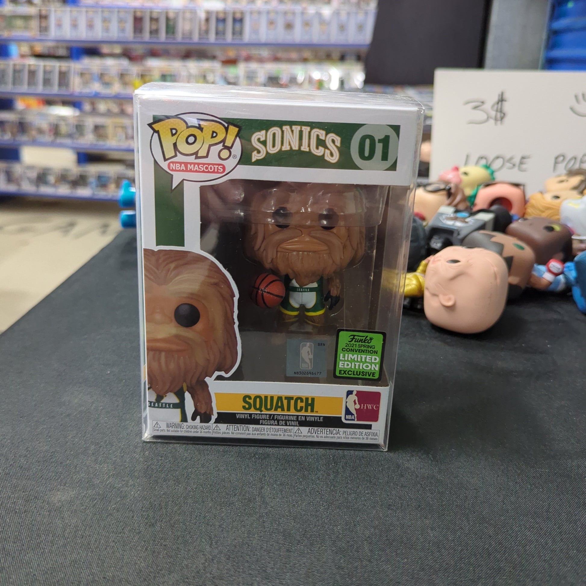 Funko Pop NBA Mascots Sonics Squatch 01 Spring Convention ECCC Exclusive FRENLY BRICKS - Open 7 Days