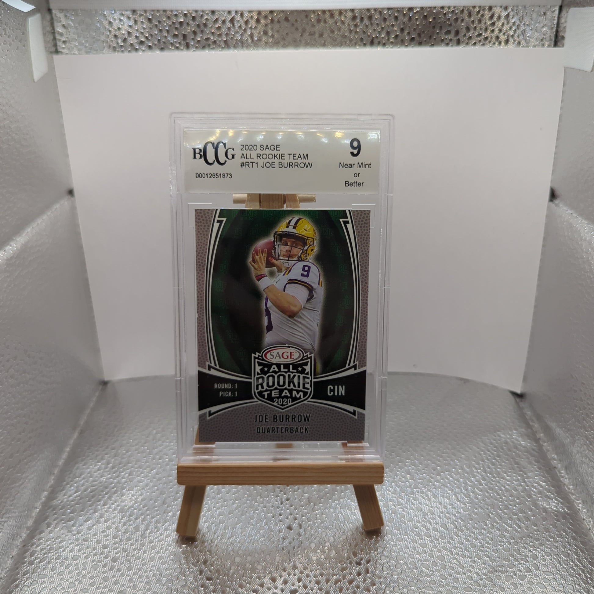 Joe Burrow 2020 Sage All Rookie Team Gold RT1 RC LSU College Card Graded BCCG 9 FRENLY BRICKS - Open 7 Days
