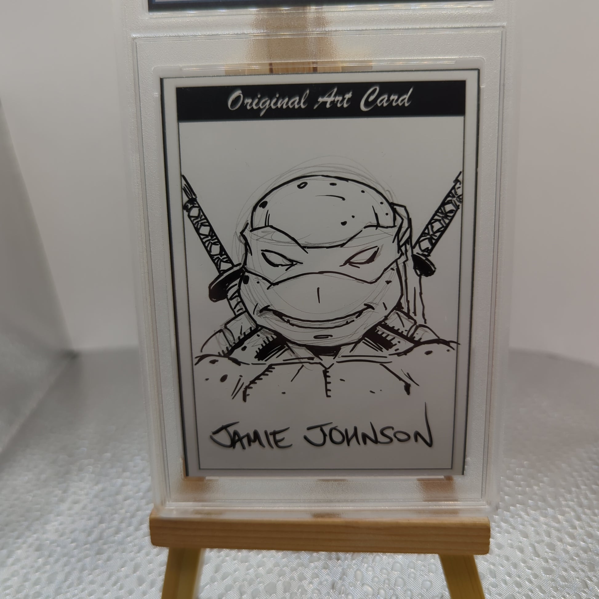 CERTIFIED AUTOGRAPH JAMIE JOHNSON LEONARDO GRADED GEM MINT 10 Original Art Card TMNT Ninja Turtles FRENLY BRICKS - Open 7 Days