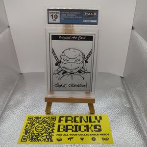 CERTIFIED AUTOGRAPH JAMIE JOHNSON LEONARDO GRADED GEM MINT 10 Original Art Card TMNT Ninja Turtles FRENLY BRICKS - Open 7 Days