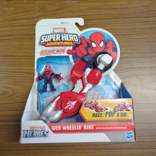 PLAYSKOOL 2013 MARVEL SUPER HERO ADVENTURES SPIDER-MAN W/ WEB WHEELIN' BIKE SET FRENLY BRICKS - Open 7 Days