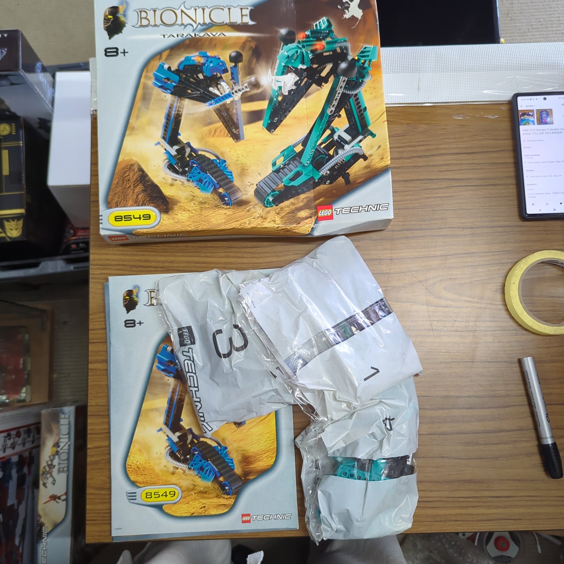 Lego 8549 Bionicle Tarakava Technic 2001 Complete Bags w/ Box missing bag 2 open bag 1 FRENLY BRICKS - Open 7 Days