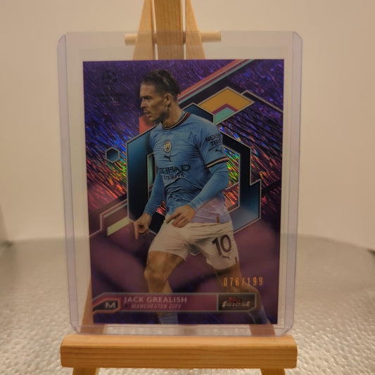 Topps Finest 2022-23 Jack Grealish /199 Purple Speckle Man City Champions League FRENLY BRICKS - Open 7 Days