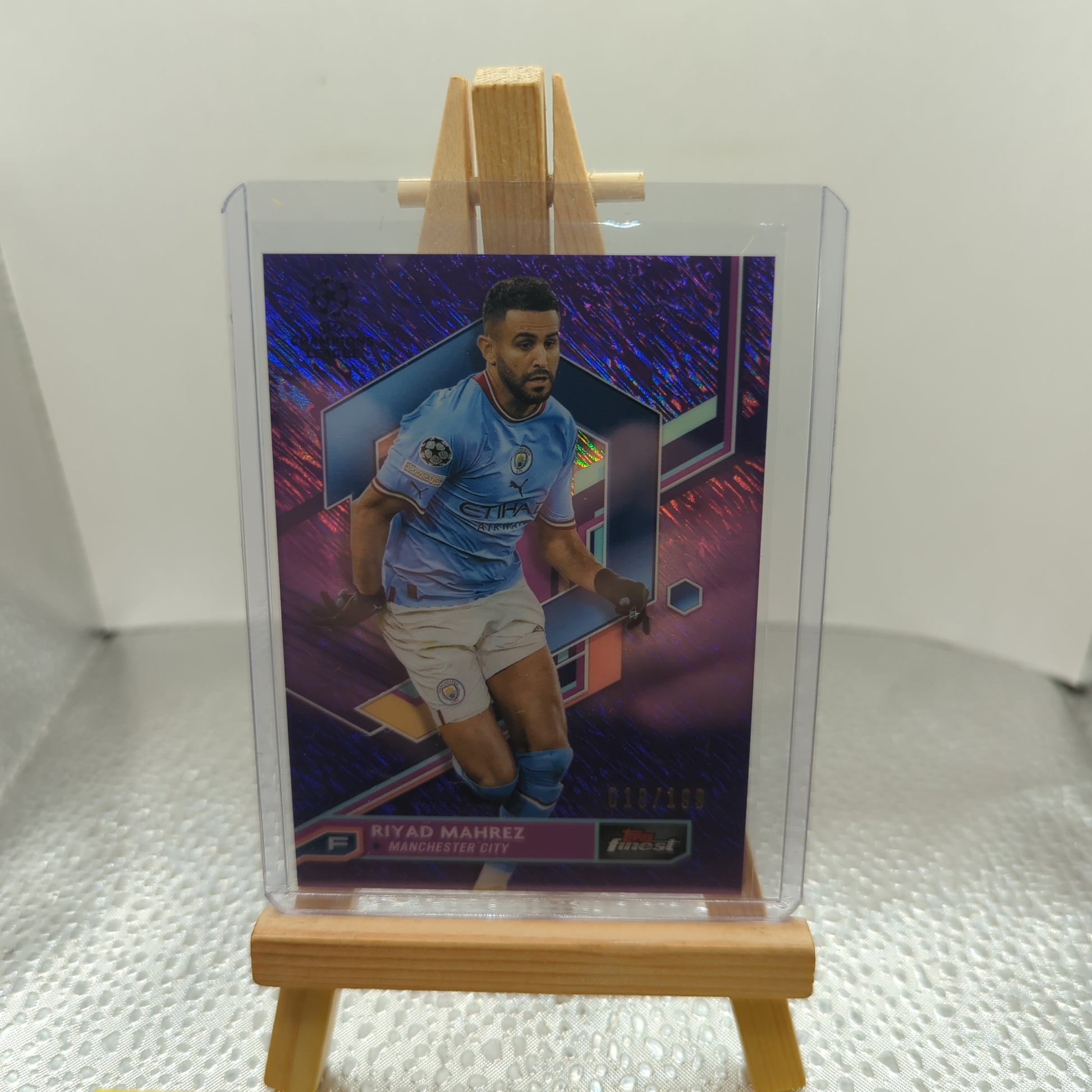 2022-23 Topps Finest Riyad Mahrez Purple Shimmer Refractor Card SSP /199 FRENLY BRICKS - Open 7 Days