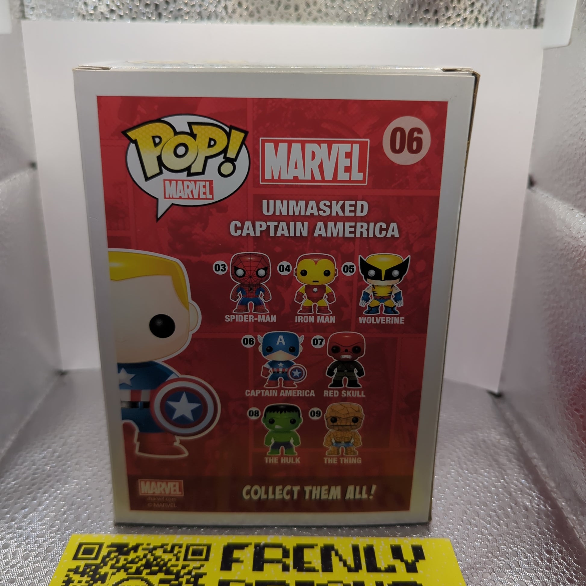 Marvel Funko Pop Vinyl - Unmasked Captain America - No. 06 FRENLY BRICKS - Open 7 Days